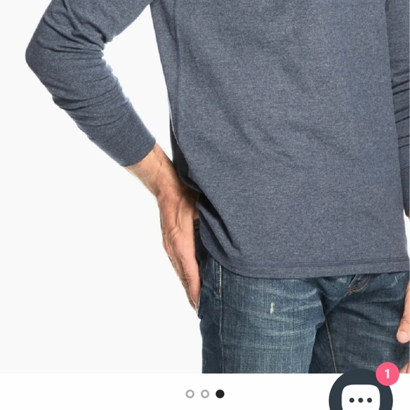 WEATHERPROOF Men's Henley T-Shirt Long Sleeve Maritime Blue NWT - Picture 3 of 4